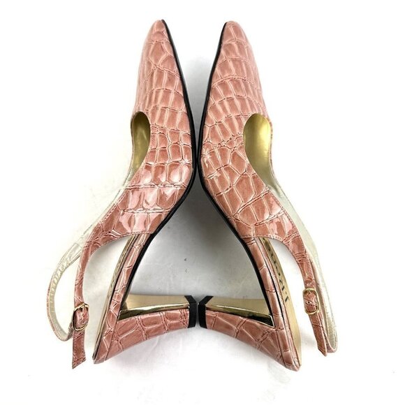 J Renee Tandra Heel 7 Pale Pink Croc. Embossed Slingback Shoes Womens Brand NEW - Picture 6 of 10